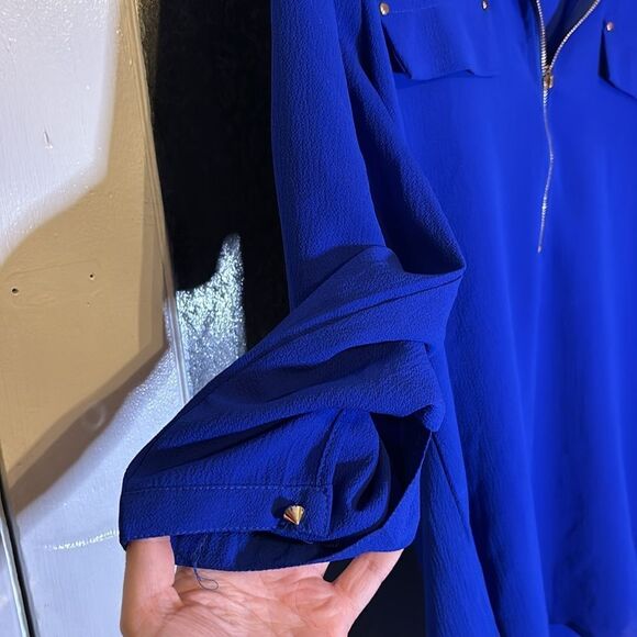 Reese Women’s Royal Blue Three quarter length sleeve top with zipper size m - Picture 4 of 7